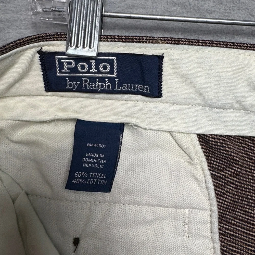 Polo Ralph Lauren Tencel Dress Pants Brown Pleated Casual Trousers Men 36x27